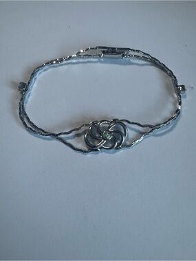 Silver Tone  Floral Twist Bracelet with Aurora Borealis Crystal Accent